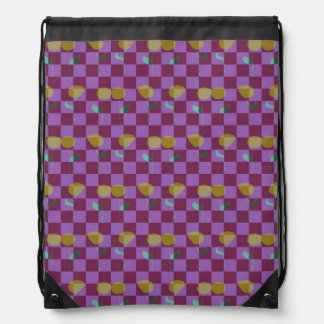 Two Flowers Squares Drawstring Bag