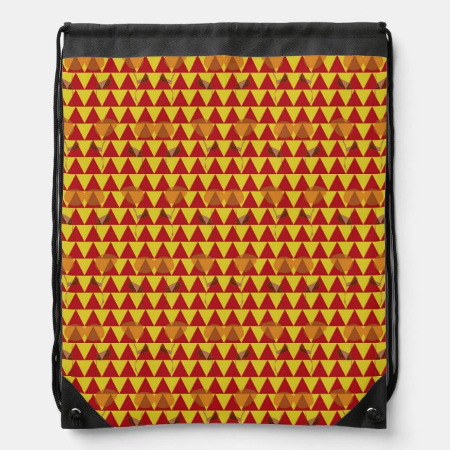 Two Flowers Triangles Drawstring Bag (Front)