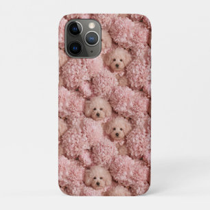 Two Fluffy Poodle Puppies Surrounded Flowers iPhone 11 Pro Case