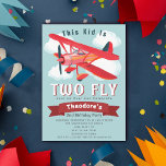 Two Fly Plane Kids 2nd Birthday Invitation<br><div class="desc">Celebrate your kid's special day with this Two Fly Plane Kids 2nd Birthday design. This design features a big red plane against a light blue background and white fluffy clouds. The reverse is a polka-dot pattern. You can customize this further by clicking on the "PERSONALIZE" button. Matching Items in our...</div>