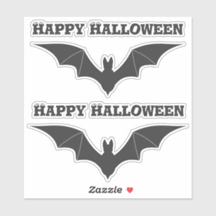 Two flying bats Solid black Halloween Scrapbook Sticker