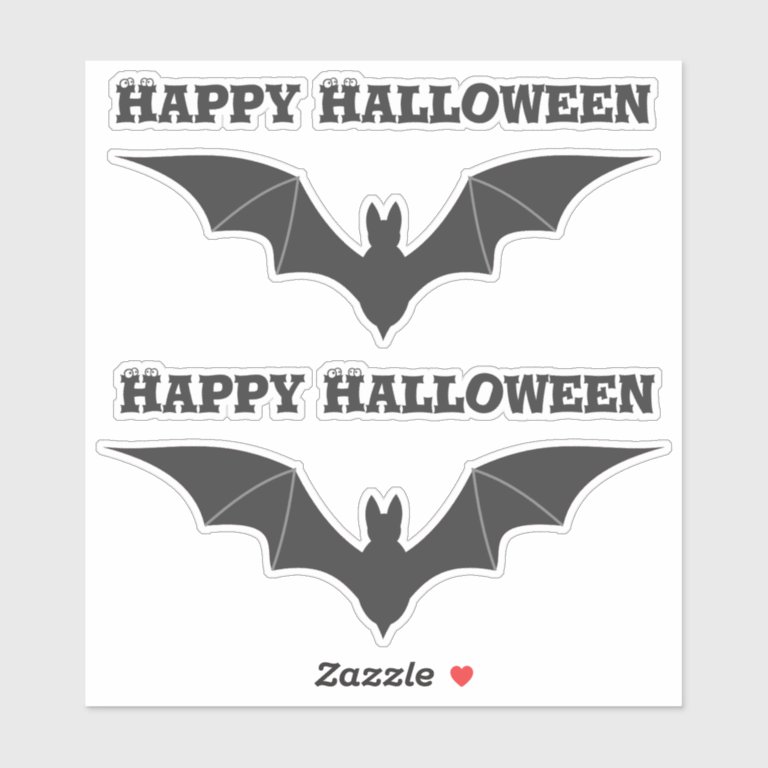 Two flying bats Solid black Halloween Scrapbook Sticker