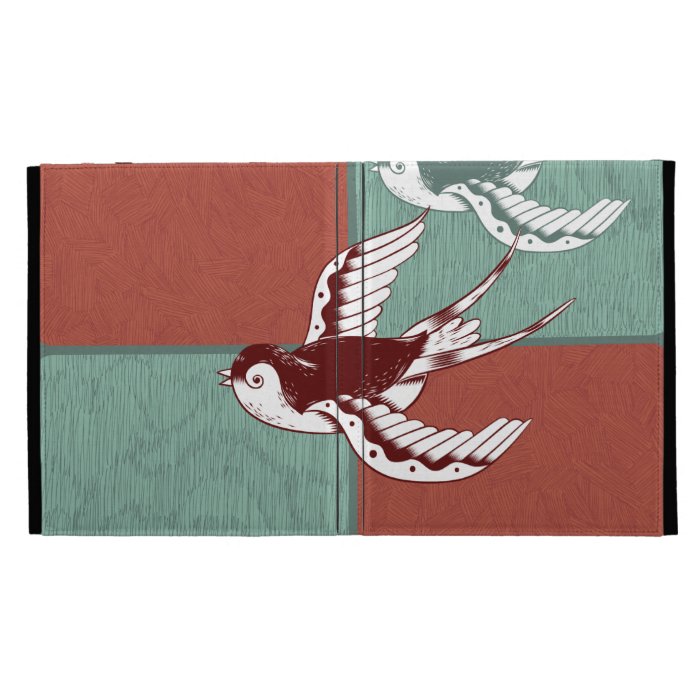 Two Flying Sparrows Birds Red Blue Color Blocks iPad Folio Case