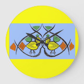 two folk art birds large clock