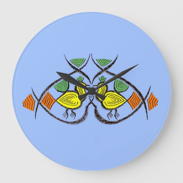 two folk art birds large clock (Front)