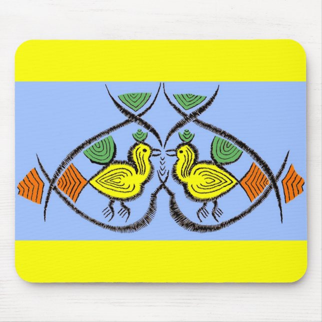 two folk art birds mouse pad (Front)