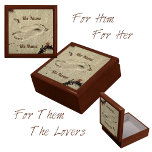 Two Footprints in the Sand Lovers keepsake Gift Box<br><div class="desc">Love on the Beach. Two footprints in the sand align as in a kiss. Customize this wooden keepsake gift box with the names of lovers for a truly unique and romantic wedding or anniversary gift. It is also a loving gift for your husband, wife, partner or lover. This image is...</div>