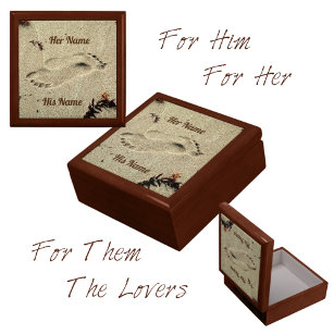 Two Footprints in the Sand Lovers keepsake Gift Box
