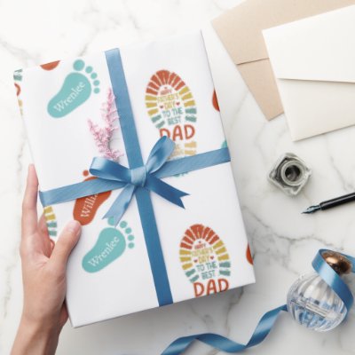 Two Footsteps Fatrhers Day Wrapping Paper