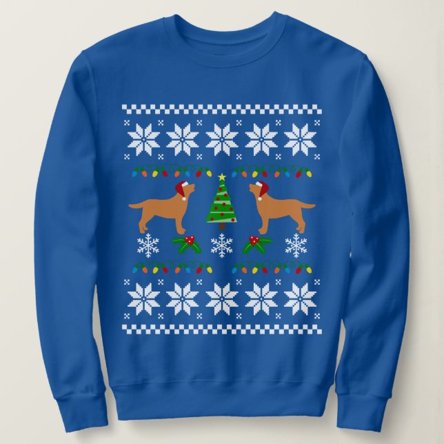 Two Fox Red Labradors Santa Christmas Pattern Sweatshirt (Design Front)