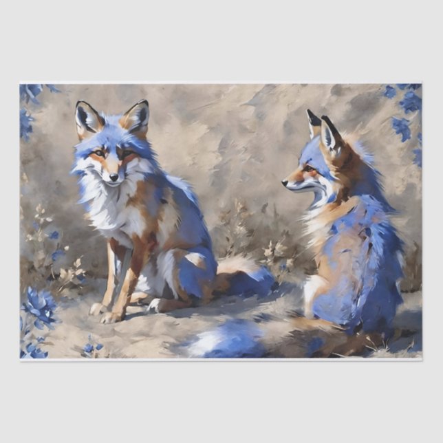 Two Foxes Decoupage Tissue Paper (Front)