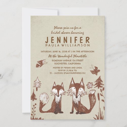 Two Foxes Woodland Bridal Shower Invitation