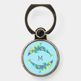 Two Fractal Dolphins Jumping with Monogram Phone Ring Stand