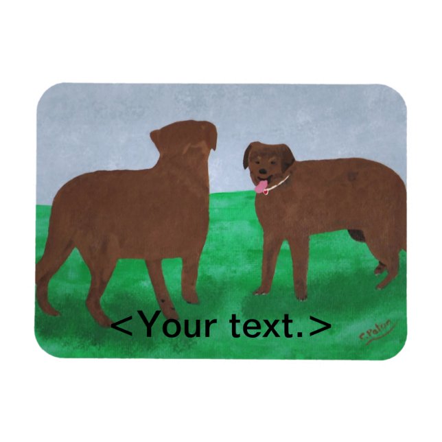 Two Friendly Brown Dogs Your Words Magnets (Horizontal)