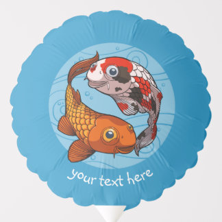 Two Friendly Koi Carp Swimming in a Circle Cartoon Balloon