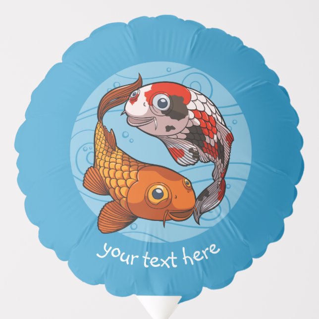 Two Friendly Koi Carp Swimming in a Circle Cartoon Balloon (Front)
