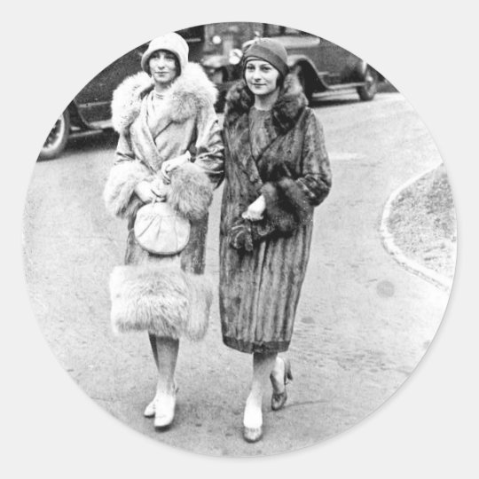 Two Friends, 1920s in furs Classic Round Sticker