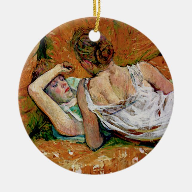 Two Friends by Toulouse-Lautrec  (Version 2) Ceramic Ornament (Front)