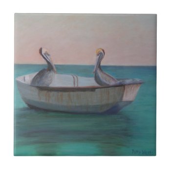 Two Friends In A Dinghy Ceramic Tile by Pattyshop at Zazzle