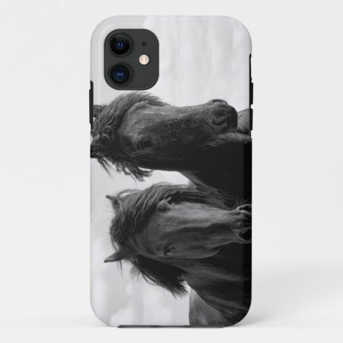 Two Friesian stallions iPhone 11 Case