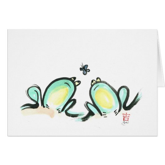 Two Frogs, One Butterfly Cards (Front Horizontal)