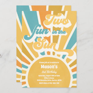 Two Fun In The Sun Sunshine 2nd Birthday Blue Rays Invitation