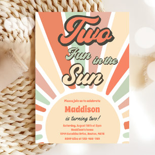 Two Fun In The Sun Sunshine 2nd Birthday Invitation