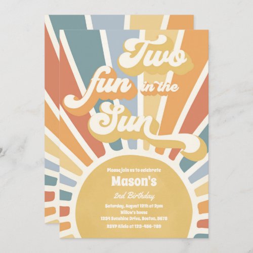 Two Fun In The Sun Sunshine 2nd Birthday Party Invitation