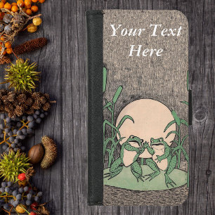 Two Funny Angry Fighting Frogs on Lily Pad iPhone 8/7 Wallet Case
