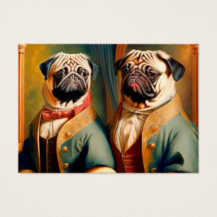 Two Funny Anthropomorphic Vintage Pug