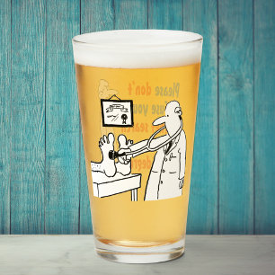 Two Funny Doctor and Medical Themed Cartoons Glass