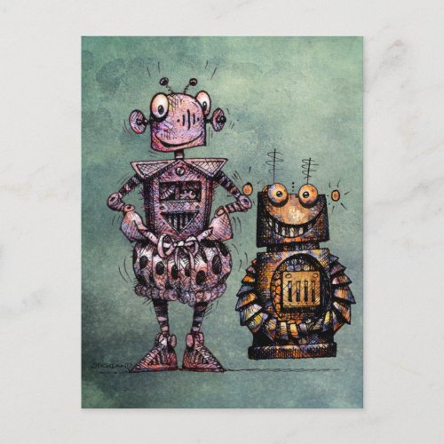 Two Funny Robots! Postcard