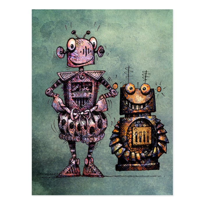 Robot Postcard Funny