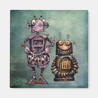 Two Funny Steampunk Robots! Magnet