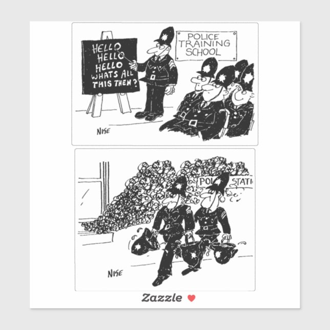 Two Funny UK Police Cartoons Sticker (Sheet)
