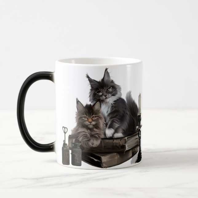 Two furry Maine Coon kittens Color Morph Mug (Left)
