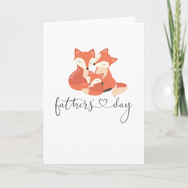 Two Gay Dads Happy Fathers Day Fox Card (Front)