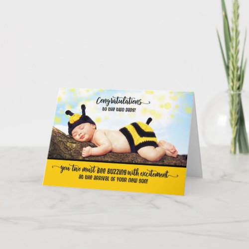 TWO Gay Dads New Son Baby Congratulations Card