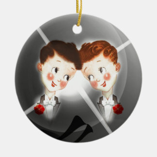 Two Gay Men Couple In Tuxedos Adorable Vintage Ceramic Ornament