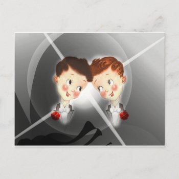 Two Gay Men Couple In Tuxedos Adorable Vintage Postcard by VintageEnchantment at Zazzle