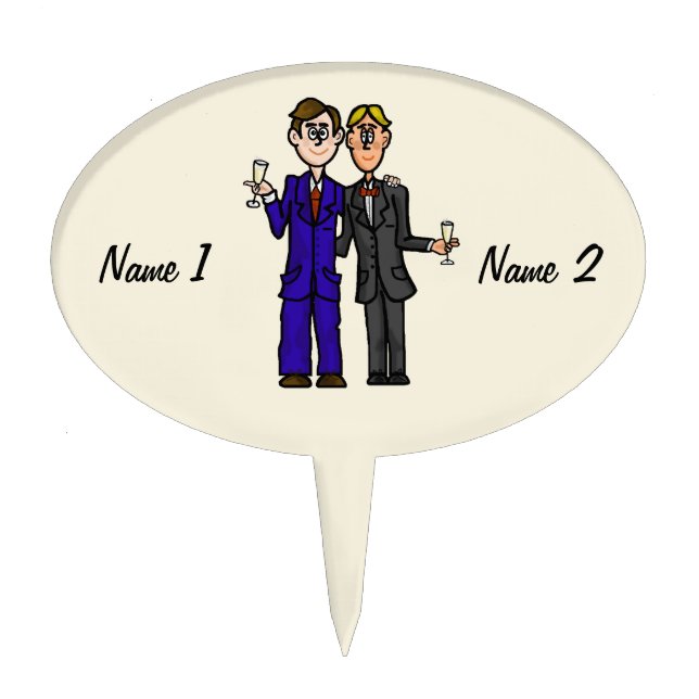 Two Gay Men Toasting Cakepick  Customize It! (Front)