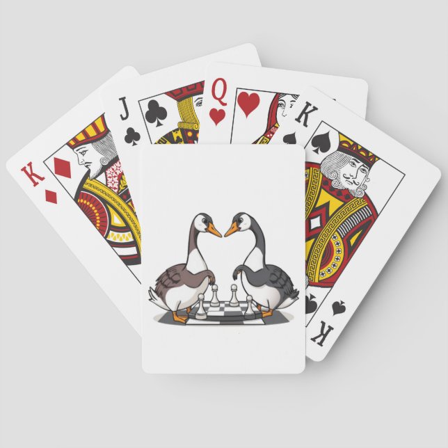Two Geese Playing Chess Poker Cards (Back)