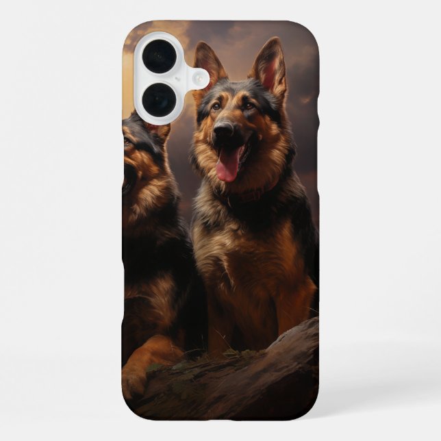 Two German Shepherds at Dusk Iphone Case (Back)