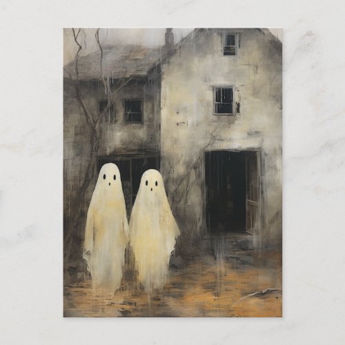 Two Ghosts Vintage Painting Postcard