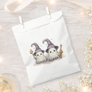 Two Ghosts Witches Hats Brooms Happy Halloween Favor Bag