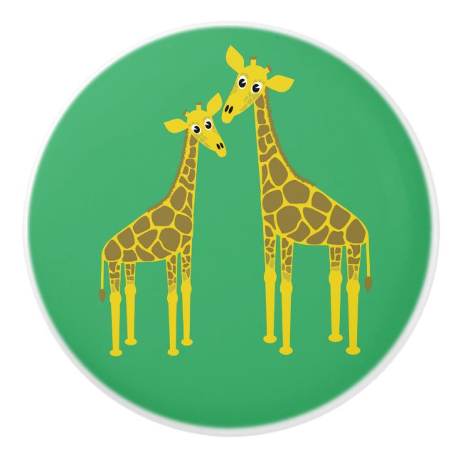 Two giraffes ceramic knob (Front)