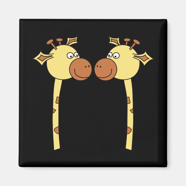 Two Giraffes Close-up. Cartoon Magnet (Front)