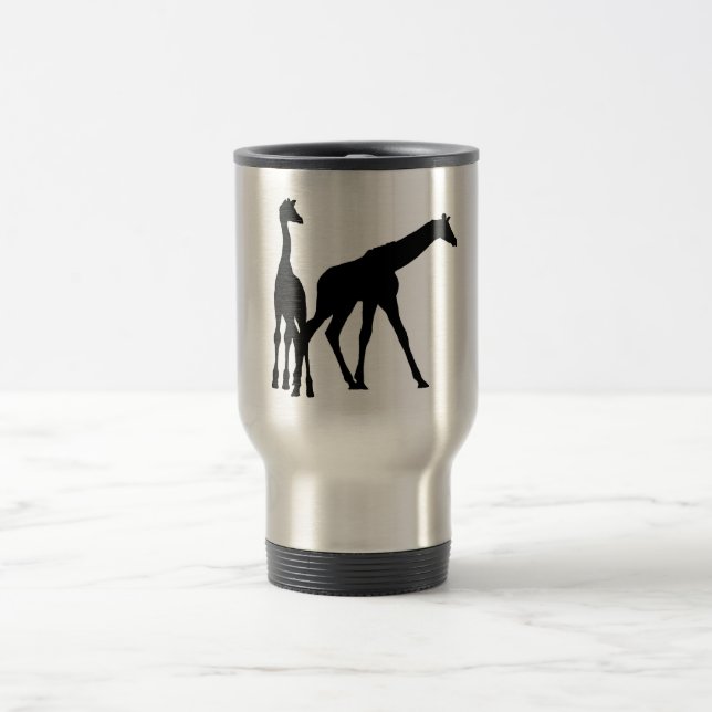 TWO GIRAFFES IN SILHOUETTE TRAVEL MUG (Center)