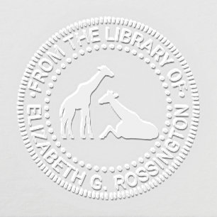 Two Giraffes Silhouette #1N Library Book Name Embosser