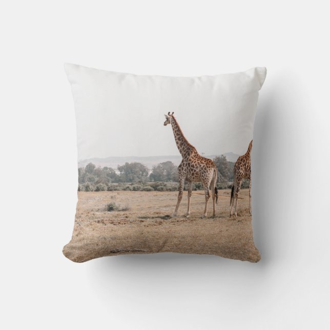 TWO GIRAFFES THROW PILLOW (Front)